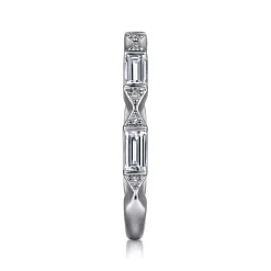 Hot Gabriel & Co. Porta - Platinum Channel Set Baguette and Round Diamond Anniversary Band - 0.5 ct