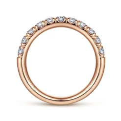 Sale Gabriel & Co. Portofino - 14K Rose Gold 11 Stone French Pave Diamond Wedding Band - 0.67 ct