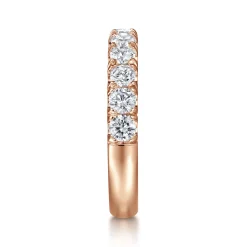 Clearance Gabriel & Co. Portofino - 14K Rose Gold 11 Stone French Pave Diamond Wedding Band - 1 ct