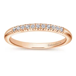 Gabriel & Co. Portofino - 14K Rose Gold 11 Stone French Pave Set Diamond Wedding Band - 0.1 ct