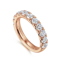 Best Gabriel & Co. Portofino - 14K Rose Gold 11 Stone French Pave Set Diamond Wedding Band - 1.5 ct