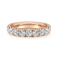Best Gabriel & Co. Portofino - 14K Rose Gold 11 Stone French Pave Set Diamond Wedding Band - 1.5 ct
