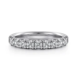 Gabriel & Co. Portofino - 14K White Gold 11 Stone French Pave Diamond Wedding Band - 0.75 ct