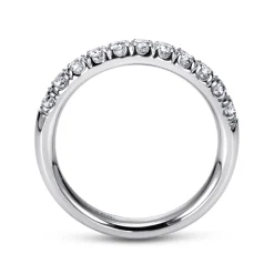 Discount Gabriel & Co. Portofino - 14K White Gold 11 Stone French Pave Diamond Wedding Band - 0.5 ct