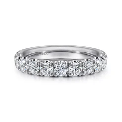 Online Gabriel & Co. Portofino - 14K White Gold 11 Stone French Pave Set Diamond Wedding Band - 1.5 ct