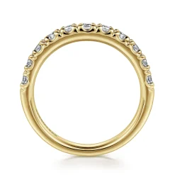 Outlet Gabriel & Co. Portofino - 14K Yellow Gold French Pave Set Diamond Wedding Band - 0.75 ct