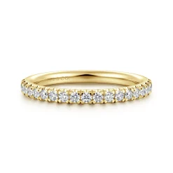 Best Gabriel & Co. Portofino - 14K Yellow Gold French Pave Diamond Anniversary Band - 0.28 ct