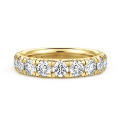 Hot Gabriel & Co. Portofino - 14K Yellow Gold Round 11 Stone Diamond Anniversary Band - 2 ct