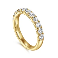 Sale Gabriel & Co. Portofino - 14K Yellow Gold 11 Stone French Pave Diamond Wedding Band - 1 ct