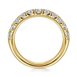 Sale Gabriel & Co. Portofino - 14K Yellow Gold 11 Stone French Pave Diamond Wedding Band - 1 ct