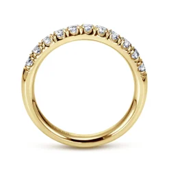 Gabriel & Co. Portofino - 14K Yellow Gold 11 Stone French Pave Diamond Wedding Band - 0.5 ct