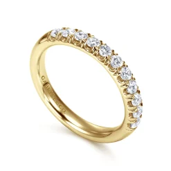 Gabriel & Co. Portofino - 14K Yellow Gold 11 Stone French Pave Diamond Wedding Band - 0.5 ct