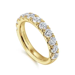 Clearance Gabriel & Co. Portofino - 14K Yellow Gold 11 Stone French Pave Set Diamond Wedding Band - 1.5 ct