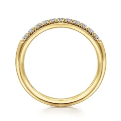 Online Gabriel & Co. Portofino - 14K Yellow Gold 11 Stone French Pave Diamond Wedding Band - 0.23 ct