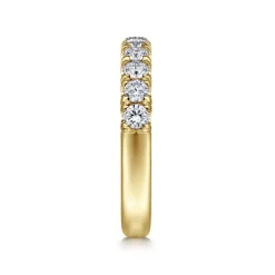 Discount Gabriel & Co. Portofino - 14K Yellow Gold 11 Stone French Pave Diamond Wedding Band - 0.67 ct