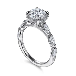 New Gabriel & Co. Posh - 14K White Gold Round Diamond Engagement Ring