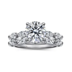 New Gabriel & Co. Posh - 14K White Gold Round Diamond Engagement Ring