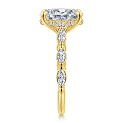 Clearance Gabriel & Co. Posh - 14K Yellow Gold Oval Diamond Engagement Ring