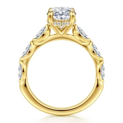 Clearance Gabriel & Co. Posh - 14K Yellow Gold Oval Diamond Engagement Ring