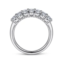 Gabriel & Co. Prevost - 14K White Gold 7 Stone Oval Diamond Anniversary Band - 0.95 ct