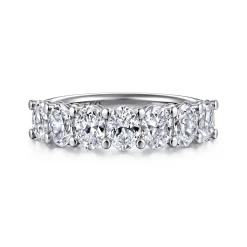 Discount Gabriel & Co. Prevost - 14K White Gold 7 Stone Oval Diamond Anniversary Band - 1.7 ct