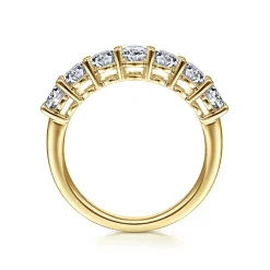 Clearance Gabriel & Co. Prevost - 14K Yellow Gold 7 Stone Oval Diamond Anniversary Band - 1.7 ct