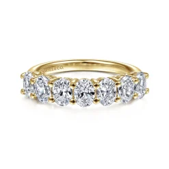 Clearance Gabriel & Co. Prevost - 14K Yellow Gold 7 Stone Oval Diamond Anniversary Band - 1.7 ct