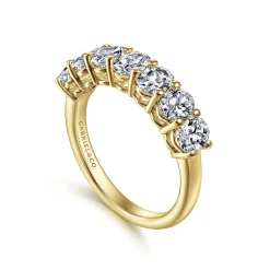 Clearance Gabriel & Co. Prevost - 14K Yellow Gold 7 Stone Oval Diamond Anniversary Band - 1.7 ct