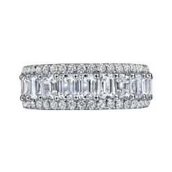 Outlet Gabriel & Co. Prinne - Wide 14K White Gold Emerald Cut Fancy Diamond Anniversary Band - 6.15 ct