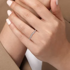 New Gabriel & Co. Prive - Curved-14K White Gold Diamond Anniversary Band - 0.25 ct