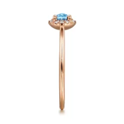 Online Gabriel & Co. Promise Ring - 14K Rose Gold Blue Topaz and Diamond Halo Promise Ring