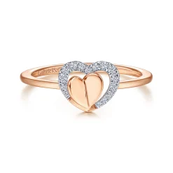 Sale Gabriel & Co. Promise Ring - 14K Rose Gold Double Heart Diamond Promise Ring