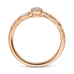 New Gabriel & Co. Promise Ring - 14K Rose Gold Floral Diamond Stackable Promise Ring