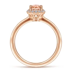 New Gabriel & Co. Promise Ring - 14K Rose Gold Octagonal Diamond Halo Round Morganite Promise Ring