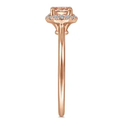 New Gabriel & Co. Promise Ring - 14K Rose Gold Octagonal Diamond Halo Round Morganite Promise Ring