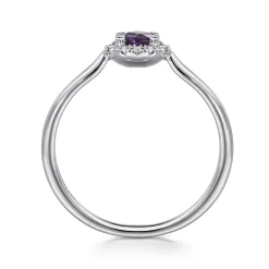 Outlet Gabriel & Co. Promise Ring - 14K White Gold Amethyst and Diamond Halo Ring