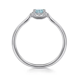 Sale Gabriel & Co. Promise Ring - 14K White Gold Aquamarine and Diamond Halo Ring
