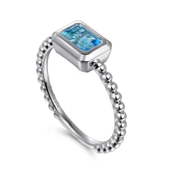 Online Gabriel & Co. Promise Ring - 14K White Gold Diamond and Swiss Blue Topaz Promise Ring