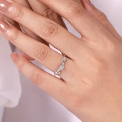 Online Gabriel & Co. Promise Ring - 14K White Gold Floral Diamond Stackable Promise Ring