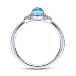 Online Gabriel & Co. Promise Ring - 14K White Gold Floral Blue Topaz Diamond Promise Ring