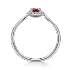 New Gabriel & Co. Promise Ring - 14K White Gold Garnet and Diamond Halo Ring