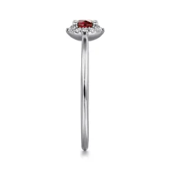 New Gabriel & Co. Promise Ring - 14K White Gold Garnet and Diamond Halo Ring
