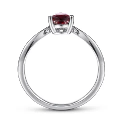 Online Gabriel & Co. Promise Ring - 14K White Gold Garnet Diamond Chevron Promise Ring