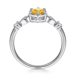 Discount Gabriel & Co. Promise Ring - 14K White Gold Hexagonal Citrine Diamond Promise Ring