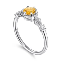 Discount Gabriel & Co. Promise Ring - 14K White Gold Hexagonal Citrine Diamond Promise Ring