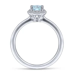 Outlet Gabriel & Co. Promise Ring - 14K White Gold Octagonal Halo Aquamarine and Diamond Promise Ring