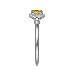 Sale Gabriel & Co. Promise Ring - 14K White Gold Octagonal Halo Citrine and Diamond Promise Ring
