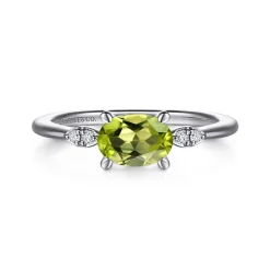 Discount Gabriel & Co. Promise Ring - 14K White Gold Oval Peridot and Diamond Promise Ring