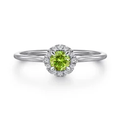 Online Gabriel & Co. Promise Ring - 14K White Gold Peridot and Diamond Halo Promise Ring