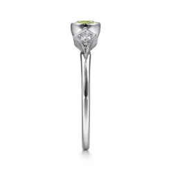 Sale Gabriel & Co. Promise Ring - 14K White Gold Peridot and Diamond Promise Ring